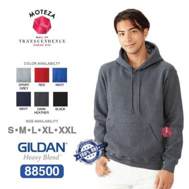 Jaket Sweater Hoodie Polos Original - GILDAN Heavy Blend 88500 - WARNA RED M