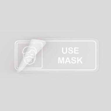 Stiker Wajib Pakai Masker - Stiker Dinding - Use Mask Sticker - Stiker Putih