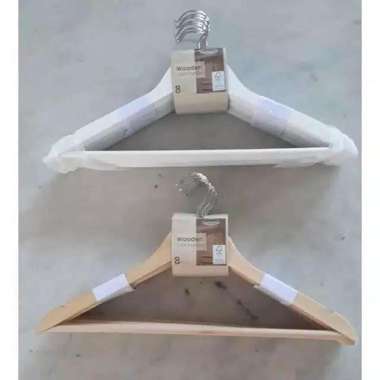 Hanger Baju / Gantungan Baju Bahan wooden informa Putih