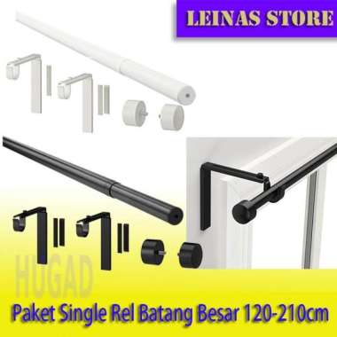 Single Rel Gorden Batang Besar 120-210 Adjustable/ Rel Gorden + Encap Hitam