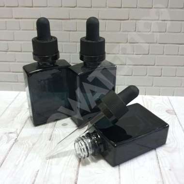 BOTOL PIPET KACA 30 ML CHILDPROOF HITAM CLEAR KOTAK NECK TINGGI