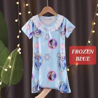 BAJUKIDDIE DASTER RENDA BAJU TIDUR ANAK CEWEK BAJU SANTAI IMPOR ADEM Frozen blue