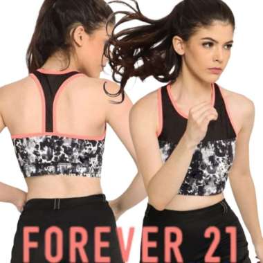 Sport Bra Forever 21 Black Abstrak Orange List L