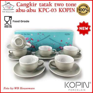 6 cangkir dan 6 tatakan / cangkir tea set coffee set kopin KPC-03 grey