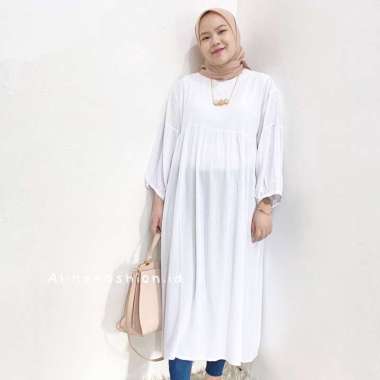 Aline - Isyan Midi Dress - Dress Muslimah Crinkle Broken White