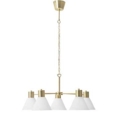 Lampu Chandelier/Lampu Gantung Seri 5 Kap Kaca Warna Emas _Originall