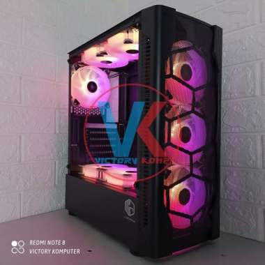 Cube Gaming Byron Black ATX Gaming Case Plus Fan 6 Buah
