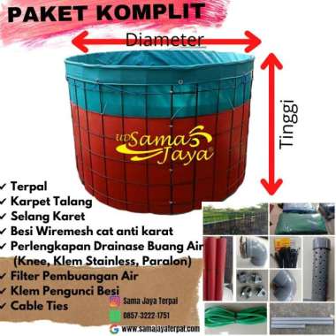 Paket Komplit kolam terpal kerangka besi D3 /Fullset Diameter 3m