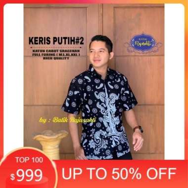 Batik Pria Keris Putih Full Furing Premium Original High Quality L
