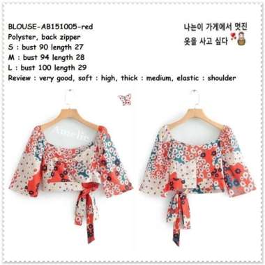 AB151005 Baju Atasan Pantai Wanita Summer Crop Top Blouse Korea Import