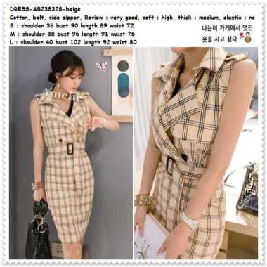 AB238328 Blazer Mini Dress Span Kotak Wanita Korea Import