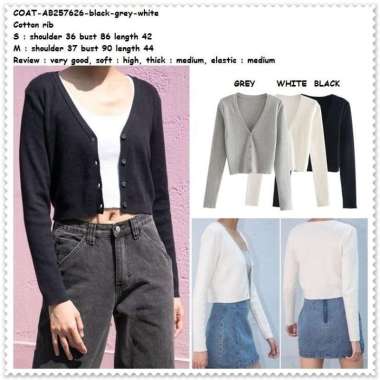 AB257626 Cardigan Kardigan Jaket Rajut Wanita Import Hitam Putih Grey