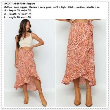 AB357038 Rok Panjang Midi Skirt Leopard Macan Wanita Korea Import