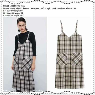 AB360736 Overall Jumpsuit Midi Mini Dress Kotak Wanita Korea Import