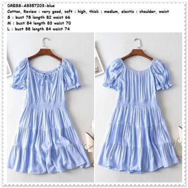 AB357203 Sabrina Ruffle Mini Dress Pesta Wanita Korea Import Biru Blue