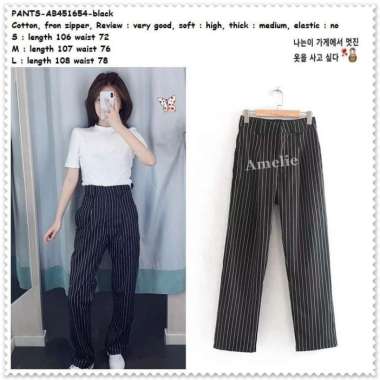 AB451654 Celana Panjang Maxi Kulot Kerja Garis Wanita Korea Import