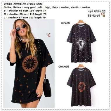 AB455140 Sun Mini Dress Kaos Katun Santai Wanita Korea Import Jumbo