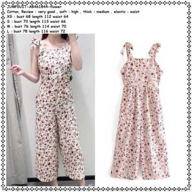 AB461844 Jumpsuit Celana Panjang Kulot Midi Bunga Wanita Korea Import