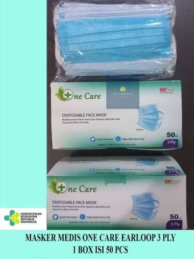 Face Mask 3ply masker medis earloop One Care isi 50pcs