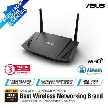 Wireless Router ASUS RT-AX56U AX1800 Dual Band WiFi 6 with AiMesh