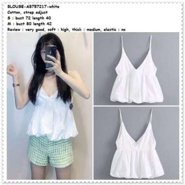 AB757217 Atasan Tank Top Camisole Blouse Wanita Korea Import Putih