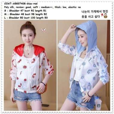 AB837408 Sporty Hoodie Jaket Jacket Wanita Korea Import Putih White