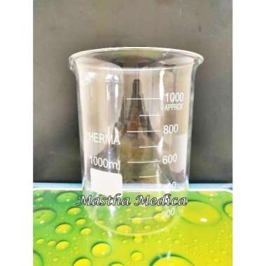 Alat Laboratorium Gelas Beaker Glass Kaca 1000 cc Tabung Larutan Kimia Herma