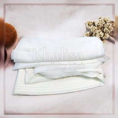 Khimar 2 Layer Syar'i Lancip Ceruty Babydoll Premium / Hijab Khimar Alsya Plat Besi Khalisa BW/Putih
