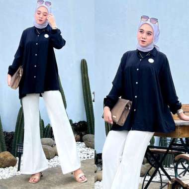 Kiki Blouse Wanita Rayon Premium Baju Atasan Lengan Panjang Korean Style Kekinian LD 110 cm Vania Hi