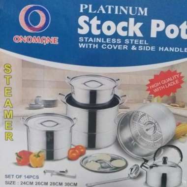 Panci Kukus / Dandang Stock Pot Stainless Onokabe + Steamer Isi 5 Set