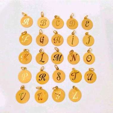 Liontin Model Koin Huruf elegant bisa request huruf hadiah ultah liontin nama korea emas asli E