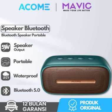 Acome A8 Speaker Bluetooth 5.0 Portable IPX7 Waterproof TWS 5W - Hitam Hijau