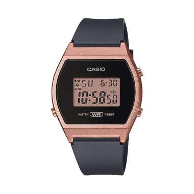 CASIO Digital Casual LW 204 Flash Alert Original Jam Tangan Wanita Black Rosegold