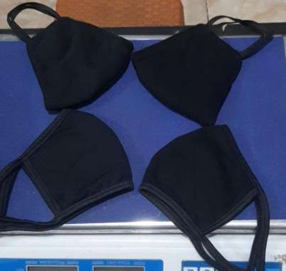 MASKER KAIN KARET KUPING/MASKER KAIN KARET HITAM POLOS/MASKER TALI