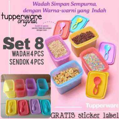 Tupperware Wadah Kopi Gula Teh Susu Garam Merica Lada Bumbu RAINBOW SET