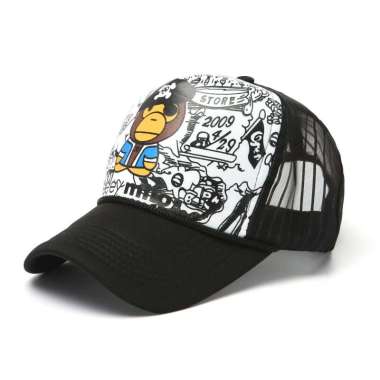 Baseball cap : PIRATE MONKEY - Topi Baseball Topi Pria Topi Wanita Topi Olahraga One Size WHITE BLAC