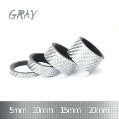 Sepeda Carbon Fiber Washer Bike Bicycle Headset Stem Spacers Bike 4pcs Silver