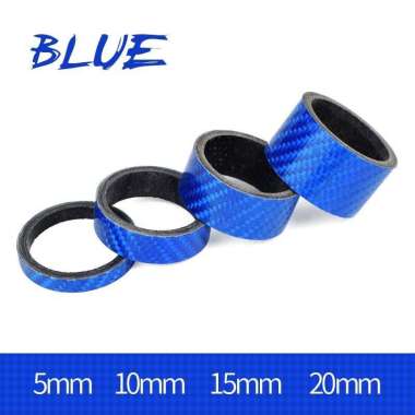 Sepeda Carbon Fiber Washer Bike Bicycle Headset Stem Spacers Bike 4pcs Blue