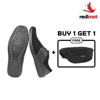 Redknot Cent Hitam Sepatu Sneakers Kerja Pria Murah BONUS Waistbag 39