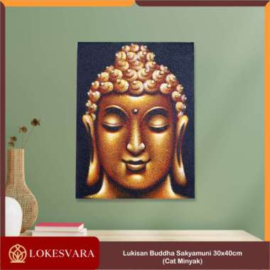 Lukisan Painting Hiasan Dinding Wajah Buddha Sakyamuni 30x40cm