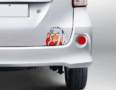 Sticker Inuyasha Hit the Glass Stiker Tabrak Kaca Mobil Laptop Motor