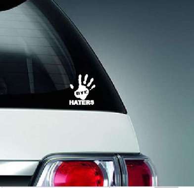 Stiker Bye Haters Tangan Kaca Mobil Belakang Cutting Sticker Motor