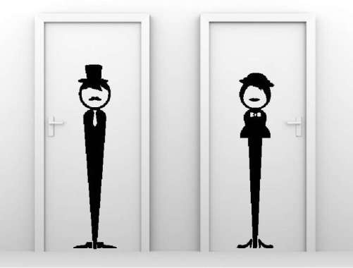 Wall Stiker Cewek Cowok Jangkung Toilet Pintu Cutting Sticker Dekorasi