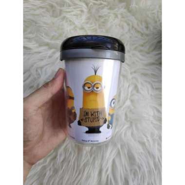 Tumbler Kecil Botol Minum Mug Cangkir Plastik Motif Anak Minion Kevin