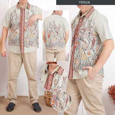 Evercloth Yosua Kemeja Batik Pria Lengan Pendek Hem Batik Cowok Baju Batik Laki-Laki SUPER JUMBO