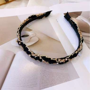 Bando Cewek Korea / Bando Remaja Anak / Bando Rantai Import Headband Black