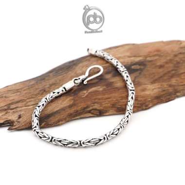 Gelang Pria-Wanita Perak Bali Asli Silver 925 Vintage Link Borobudur 16 CM