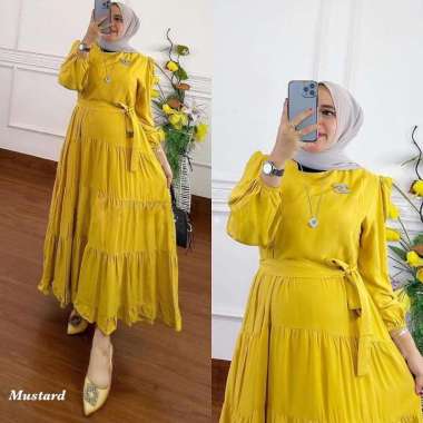 JESLA FASHION NAZWA MIDI DRESS WD KATUN RAYON BAJU GAMIS TERBARU DRESS MIDI RAYON BAJU GAMIS WANITA 