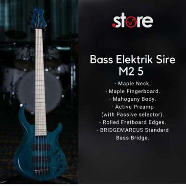 Gitar Bass Elektrik Sire Marcus Miller M2 5 string Hitam Putih Biru Hitam