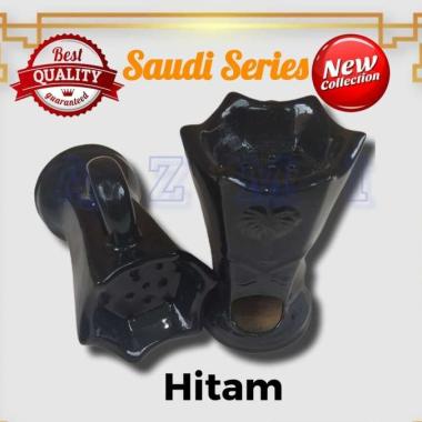 Grosir Tempat Bakaran Dupa Kramik Buhur Wadah gaharu Bukhur Prapen Keramik Hitam Motif Saudi